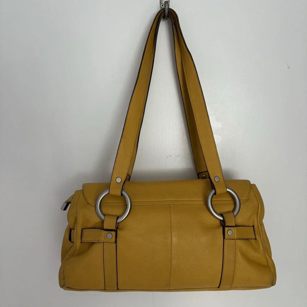 Fabrizio Poker Yellow Y2K Soft Leather Purse Shoulder Bag Made In Italy
